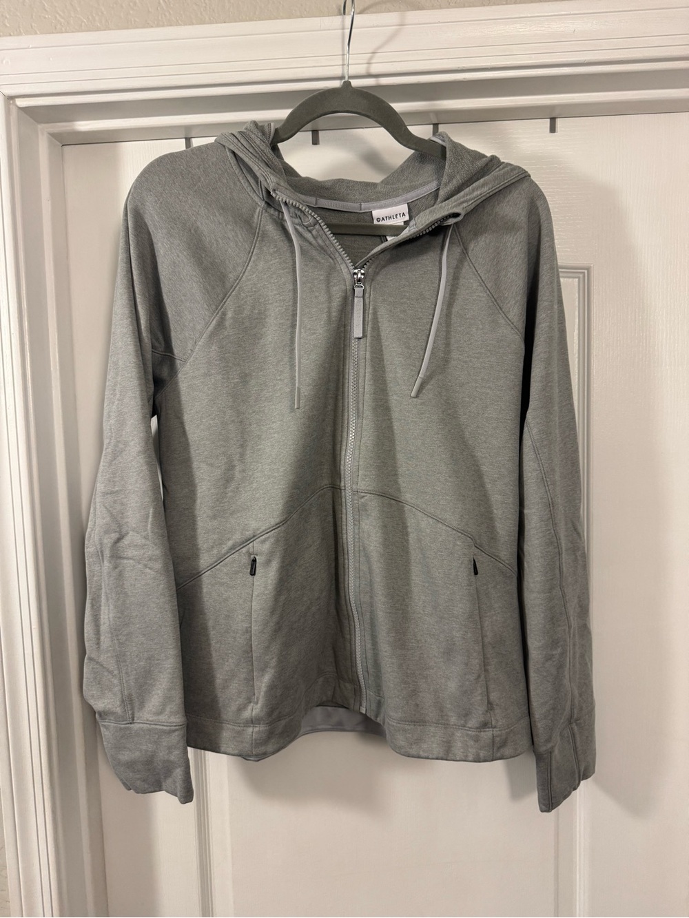 Athleta Light Gray Zip Hoodie with Branded Pull